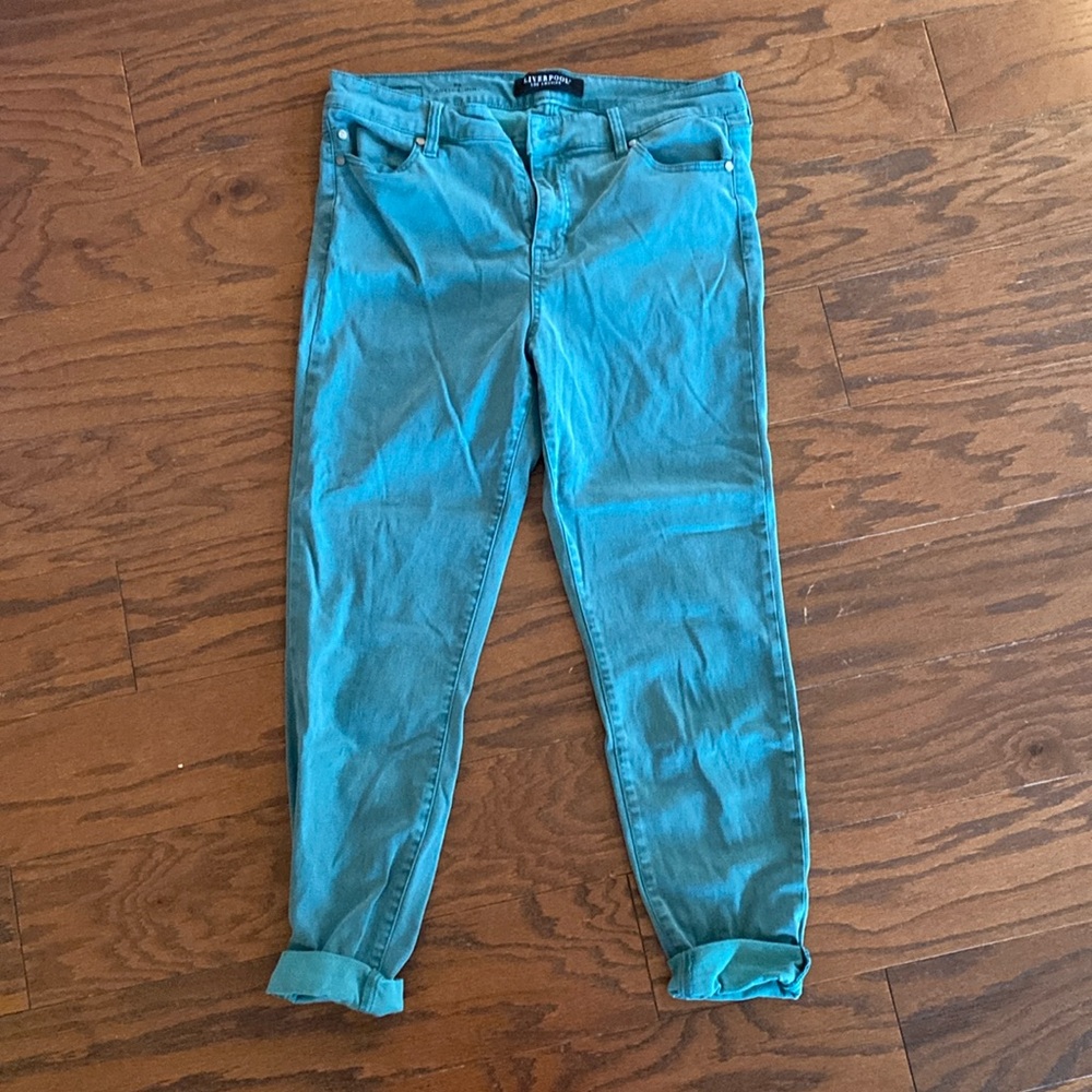 Liverpool ankle skinny jeans in green, size 10/30